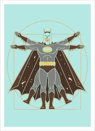 Vitruvian Bat Dark Knight Renaissance Art Parody Graphic