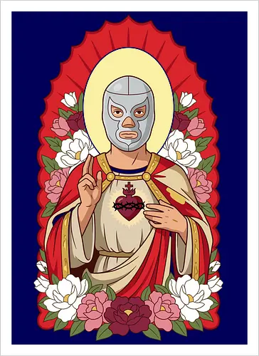 "Santo Luchador" Mexican Lucha Libre Sacred Heart Graphic