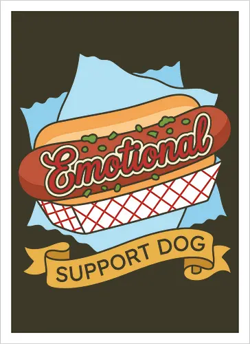 "Emotional Support Dog" Funny Hot Dog Foodie Graphic
