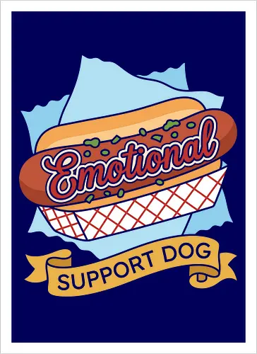 "Emotional Support Dog" Funny Hot Dog Foodie Graphic