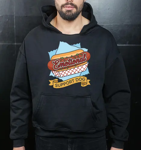 "Emotional Support Dog" Funny Hot Dog Foodie Graphic