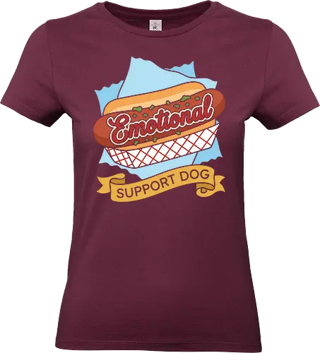 "Emotional Support Dog" Funny Hot Dog Foodie Graphic - emotional support dog shirt, funny hot dog t-shirt, foodie graphic tee, hot dog pun apparel, retro diner style clothing, humorous food t-shirt, support dog parody merch, classic hot dog design, grilling enthusiast gift, comfort food streetwear, vintage snack bar aesthetic, funny pun clothing, red and blue food graphic, emotional support snack top, fast food parody tee, barbeque party shirt, quirky foodie fashion, mustard lettering design, hot dog lover apparel - Standard T-Shirt (Frauen)