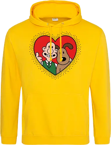 Cheesy Best Friends - wallace and gromit shirt, animated duo t-shirt, gromit the dog graphic tee, wallace and gromit fan art, wallace thumbs up apparel, british animation merch, claymation fan clothing, heart portrait character shirt, funny best friends t-shirt, aaldman animations design, cheeselover t-shirt, nostalgic cartoon apparel, wallace and gromit heart top, cute dog and owner shirt, retro animation streetwear, wensleydale cheese gift, iconic stop motion merch, lovely duo graphic tee, classic cartoon character shirt - Standard Hoodie