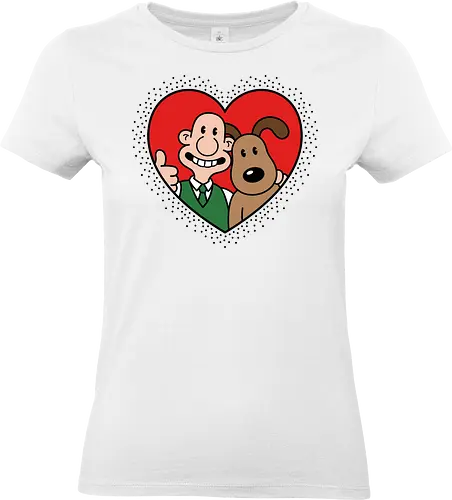 Cheesy Best Friends - wallace and gromit shirt, animated duo t-shirt, gromit the dog graphic tee, wallace and gromit fan art, wallace thumbs up apparel, british animation merch, claymation fan clothing, heart portrait character shirt, funny best friends t-shirt, aaldman animations design, cheeselover t-shirt, nostalgic cartoon apparel, wallace and gromit heart top, cute dog and owner shirt, retro animation streetwear, wensleydale cheese gift, iconic stop motion merch, lovely duo graphic tee, classic cartoon character shirt - Standard T-Shirt (Frauen)