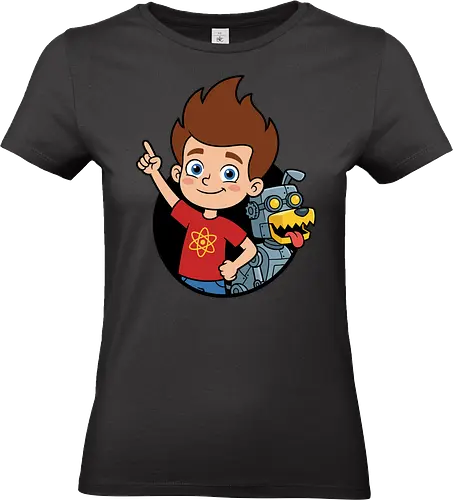 Boy Genius and Robotic Dog - funny science kid clothing, robotic pet graphic tee, retro animation streetwear, vibrant character illustration, kids cartoon fan gift, boy genius shirt, robotic dog t-shirt, jimmy neutron nostalgia apparel, 2000s cartoon graphic tee, goddard the robot dog design, retro nickelodeon clothing, inventor character shirt, science geek t-shirt, atom logo graphic top, childhood memories apparel, silver robot dog merch, 90s and 2000s animation shirt, brain blast t-shirt, tech savvy kid t-shirt - Standard T-Shirt (Frauen)