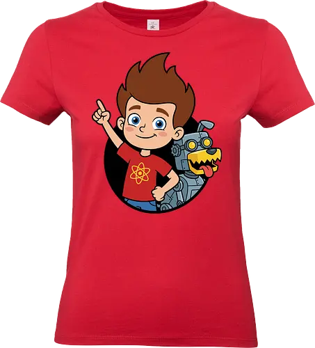 Boy Genius and Robotic Dog - funny science kid clothing, robotic pet graphic tee, retro animation streetwear, vibrant character illustration, kids cartoon fan gift, boy genius shirt, robotic dog t-shirt, jimmy neutron nostalgia apparel, 2000s cartoon graphic tee, goddard the robot dog design, retro nickelodeon clothing, inventor character shirt, science geek t-shirt, atom logo graphic top, childhood memories apparel, silver robot dog merch, 90s and 2000s animation shirt, brain blast t-shirt, tech savvy kid t-shirt - Standard T-Shirt (Frauen)
