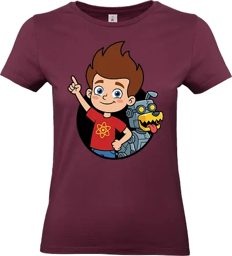 Boy Genius and Robotic Dog - funny science kid clothing, robotic pet graphic tee, retro animation streetwear, vibrant character illustration, kids cartoon fan gift, boy genius shirt, robotic dog t-shirt, jimmy neutron nostalgia apparel, 2000s cartoon graphic tee, goddard the robot dog design, retro nickelodeon clothing, inventor character shirt, science geek t-shirt, atom logo graphic top, childhood memories apparel, silver robot dog merch, 90s and 2000s animation shirt, brain blast t-shirt, tech savvy kid t-shirt - Standard T-Shirt (Frauen)