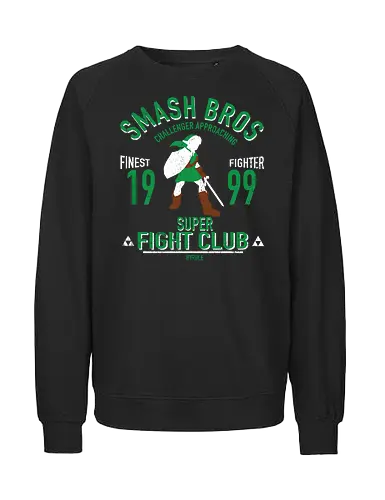 Super Fight Club  - Hero of Time Princess Fighter - zelda t-shirt, link kämpfer, smash bros hyrule, nintendo kleidung, master schwert, teetan, königreich hyrule, super smash bros, legende zelda, 90er gaming, nintendo held, fight club, vintage kunst, held der zeit - Fairtrade Sweatshirt