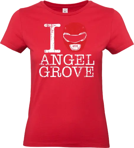 I Love Angel Grove - Red Ranger Power Rangers - power rangers t-shirt, red ranger, rita repulsa, juice bar, vintage kunst, its morphin time, tokusatsu, angel grove, 90er kleidung, mighty morphin, teetan, jason lee scott, roter ranger anführer, super sentai, zordon - Standard T-Shirt (Frauen)