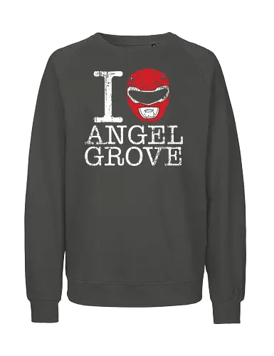 I Love Angel Grove - Red Ranger Power Rangers - power rangers t-shirt, red ranger, rita repulsa, juice bar, vintage kunst, its morphin time, tokusatsu, angel grove, 90er kleidung, mighty morphin, teetan, jason lee scott, roter ranger anführer, super sentai, zordon - Fairtrade Sweatshirt