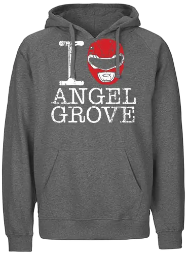 I Love Angel Grove - Red Ranger Power Rangers - power rangers t-shirt, red ranger, rita repulsa, juice bar, vintage kunst, its morphin time, tokusatsu, angel grove, 90er kleidung, mighty morphin, teetan, jason lee scott, roter ranger anführer, super sentai, zordon - Fairtrade Hoodie