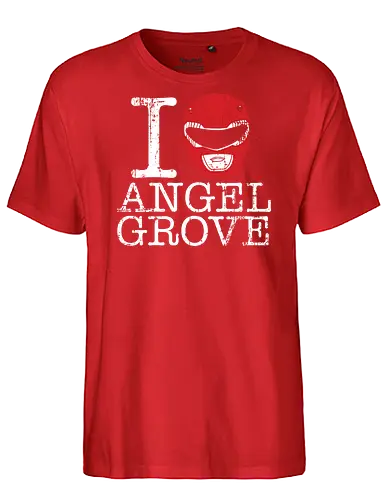 I Love Angel Grove - Red Ranger Power Rangers - power rangers t-shirt, red ranger, rita repulsa, juice bar, vintage kunst, its morphin time, tokusatsu, angel grove, 90er kleidung, mighty morphin, teetan, jason lee scott, roter ranger anführer, super sentai, zordon - Fairtrade T-Shirt