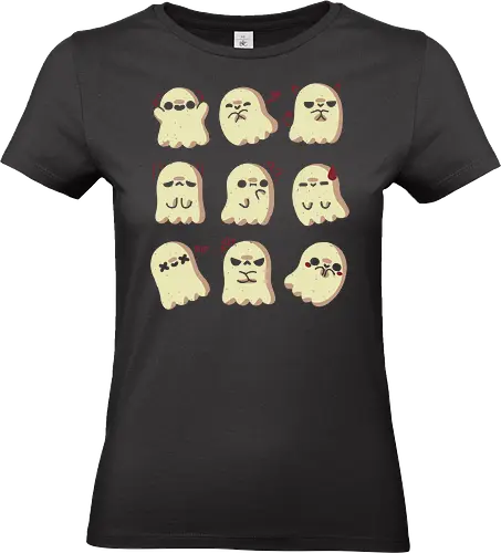 Cute Ghost Emotions - ghost, emotions, expression, feeling, vibes, creepy cute, spooky cute, ghosts, kawaii ghost, love, adorable, spirit, funny, angry, xmorfina - Standard T-Shirt (Frauen)