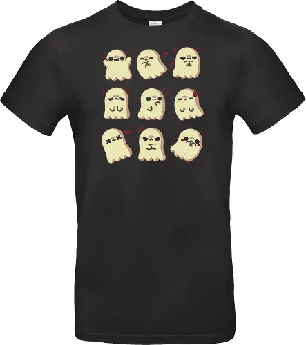 Cute Ghost Emotions - ghost, emotions, expression, feeling, vibes, creepy cute, spooky cute, ghosts, kawaii ghost, love, adorable, spirit, funny, angry, xmorfina - Standard T-Shirt