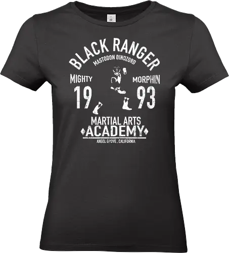 Black Ranger Academy - Zack Taylor Dinozord - vintage kunst, its morphin time, tokusatsu, power rangers t-shirt, black ranger, zack taylor, 90er kleidung, mighty morphin, mastodon dinozord, teetan, angel grove, kampfkünste, super sentai, hip hop kido, zordon - Standard T-Shirt (Frauen)