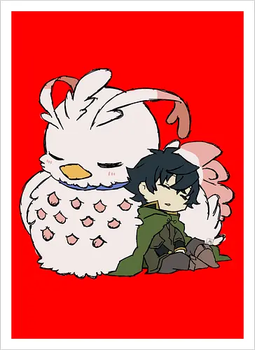 Naofumi and Filo- The Rising Of The Shield Hero fanart - shield hero, anime and manga, otaku, tate no yuusha, the rising of the shield hero, the rising of the shield hero fanart, naofumi iwatani, naofumi fanart, raphtalia, anime art, anime fanart, anime merch - Kunstdruck