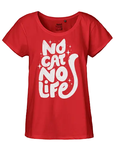 No Cat No Life - koalatees, koala, koalastudio, cat lover, cat life, cats, black cat, kitty, cat mom, cat dad, funny quote, sparkle, stars - Fairtrade Girl Shirt