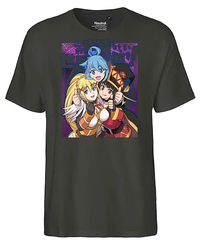 Konosuba – The Legendary Party - konosuba, aqua megumin darkness, anime trio, fantasy comedy anime, isekai anime, mage explosion, crusader knight, goddess anime, manga series, anime art - Fairtrade T-Shirt