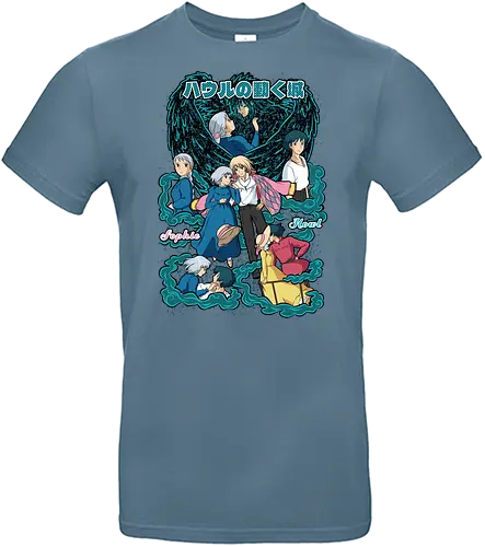 Howl & Sophie – Moving Castle - howls moving castle, howl pendragon, sophie hatter, fantasy anime, famous anime, magical romance, anime couple, japanese animation, anime art - Standard T-Shirt