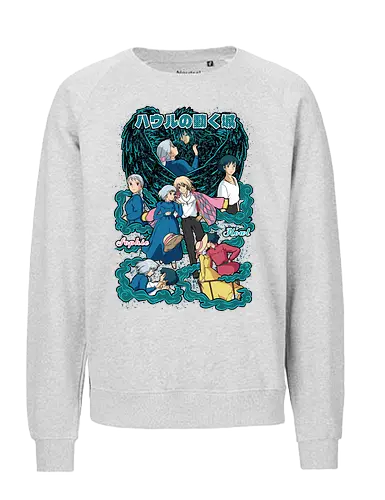 Howl & Sophie – Moving Castle - howls moving castle, howl pendragon, sophie hatter, fantasy anime, famous anime, magical romance, anime couple, japanese animation, anime art - Fairtrade Sweatshirt