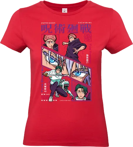 Yuta vs Itadori – Sorcerer Showdown - Jujutsu, yuta okkotsu, yuji itadori, jujutsu duel, cursed energy fight, anime battle, shonen manga, anime illustration - Standard T-Shirt (Frauen)
