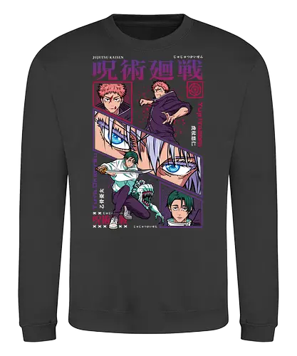 Yuta vs Itadori – Sorcerer Showdown - Jujutsu, yuta okkotsu, yuji itadori, jujutsu duel, cursed energy fight, anime battle, shonen manga, anime illustration - Sweatshirt