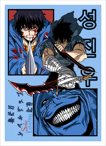 Solo Leveling – Rise of the Shadows - solo leveling, shadow monarch power, dark fantasy hunter, dungeon raid battle, action manhwa, anime art - Kunstdruck