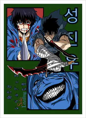 Solo Leveling – Rise of the Shadows - solo leveling, shadow monarch power, dark fantasy hunter, dungeon raid battle, action manhwa, anime art - Kunstdruck