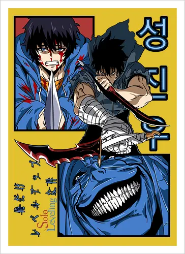 Solo Leveling – Rise of the Shadows - solo leveling, shadow monarch power, dark fantasy hunter, dungeon raid battle, action manhwa, anime art - Kunstdruck
