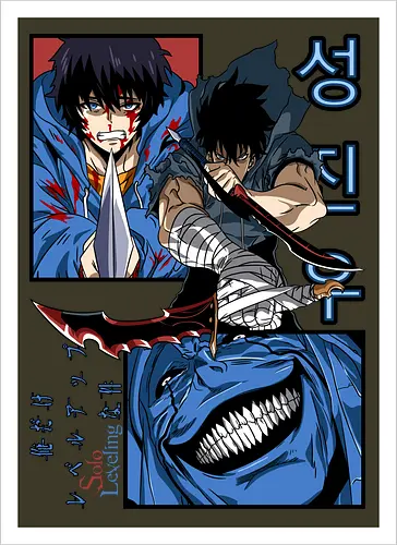 Solo Leveling – Rise of the Shadows - solo leveling, shadow monarch power, dark fantasy hunter, dungeon raid battle, action manhwa, anime art - Kunstdruck