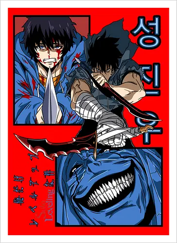 Solo Leveling – Rise of the Shadows - solo leveling, shadow monarch power, dark fantasy hunter, dungeon raid battle, action manhwa, anime art - Kunstdruck