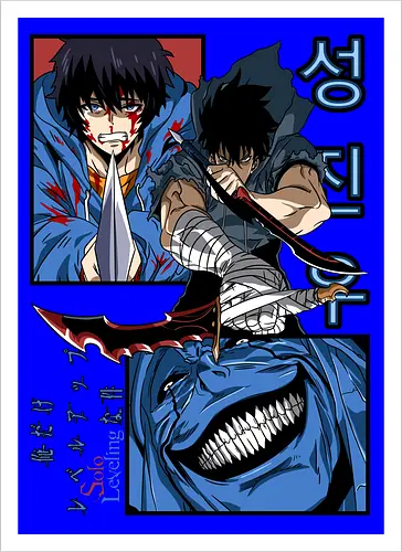 Solo Leveling – Rise of the Shadows - solo leveling, shadow monarch power, dark fantasy hunter, dungeon raid battle, action manhwa, anime art - Kunstdruck