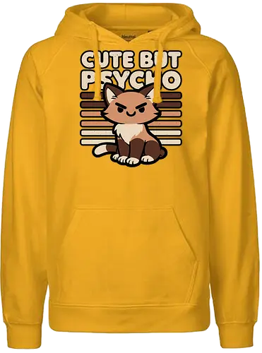 Cute Ironic Cat - Cat Person, Cat Lover, Silly Cat, Cat Humor, Funny Cats, Funny Cat, Kawaii Cat, Kawaii, Cute, Cute Animals, Animal, Funny Animals, Animals, Fun, Funny, Funnier, Irony, Ironic Humor, Ironic Design, Ironic Quote, Ironic, Sarcasm, Sarcastic, Sarcastic Art, Sarcastic Humor, Sarcastic Cat, Joke, Smile, Quote, Psycho, Psychopath, Cute But Psycho, Evil, Cat, Killer Cat, Cat T-shirts - Fairtrade Hoodie