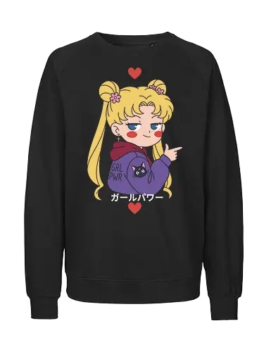 "GRL PWR" Sailor - sailor moon shirt, aesthetic anime t-shirt, girl power graphic tee, grl pwr apparel, usagi tsukino streetwear, kawaii sailor moon design, harajuku style anime clothing, purple hoodie anime girl top, lunar cat patch merch, 90s nostalgia anime shirt, aesthetic manga clothing, moon princess streetwear, trendy otaku fashion, sailor moon hearts design, japanese typography t-shirt, cute anime girl streetwear, sailor moon fan gift, vibrant anime illustration, urban techwear anime top - Fairtrade Sweatshirt