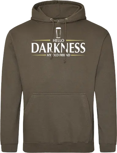 Hello darkness - beer, guiness, stout, hello darkness my old friend, Simon and Garfunkel, drinks - Standard Hoodie