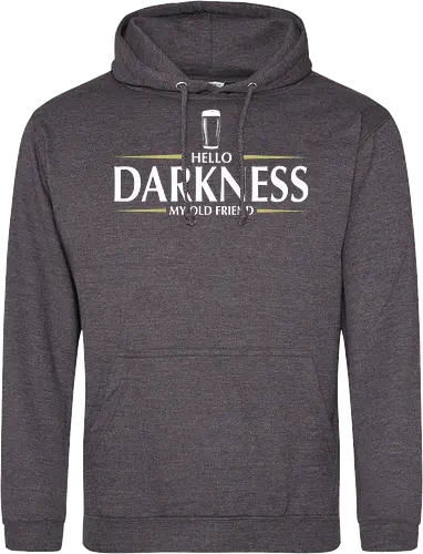 Hello darkness - beer, guiness, stout, hello darkness my old friend, Simon and Garfunkel, drinks - Standard Hoodie