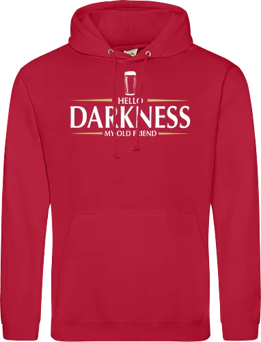 Hello darkness - beer, guiness, stout, hello darkness my old friend, Simon and Garfunkel, drinks - Standard Hoodie