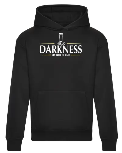 Hello darkness - beer, guiness, stout, hello darkness my old friend, Simon and Garfunkel, drinks - Heavyweight Hoodie