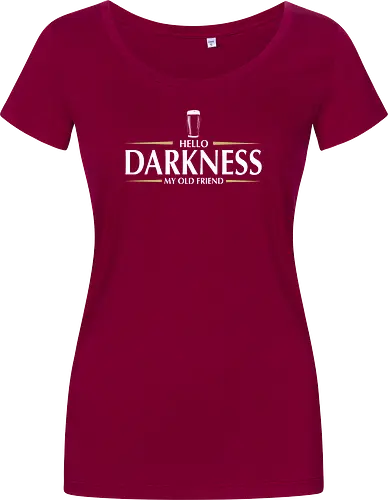 Hello darkness - beer, guiness, stout, hello darkness my old friend, Simon and Garfunkel, drinks - Damen T-Shirt