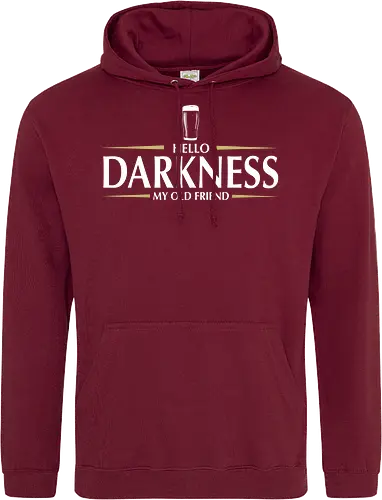 Hello darkness - beer, guiness, stout, hello darkness my old friend, Simon and Garfunkel, drinks - Standard Hoodie