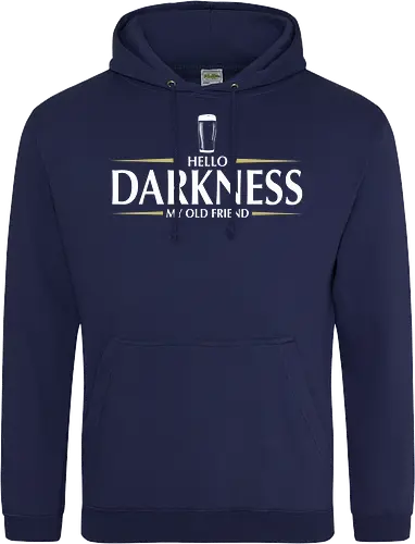 Hello darkness - beer, guiness, stout, hello darkness my old friend, Simon and Garfunkel, drinks - Standard Hoodie