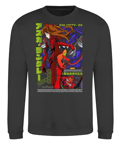 Asuka – Neon Guitar - evangelion, asuka langley, anime guitarist, fender guitar, anime girl musician, music anime, anime art - Sweatshirt