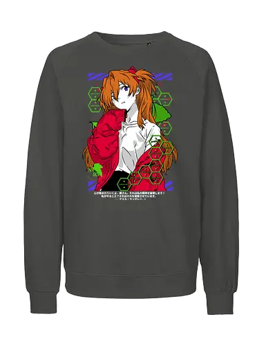 Asuka – Fiery Pilot - evangelion, asuka langley soryu, mecha pilot girl, anime heroine, sci fi anime, anime art - Fairtrade Sweatshirt