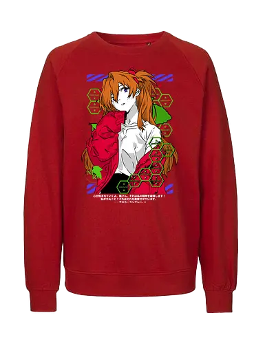 Asuka – Fiery Pilot - evangelion, asuka langley soryu, mecha pilot girl, anime heroine, sci fi anime, anime art - Fairtrade Sweatshirt