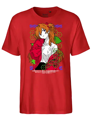Asuka – Fiery Pilot - evangelion, asuka langley soryu, mecha pilot girl, anime heroine, sci fi anime, anime art - Fairtrade T-Shirt