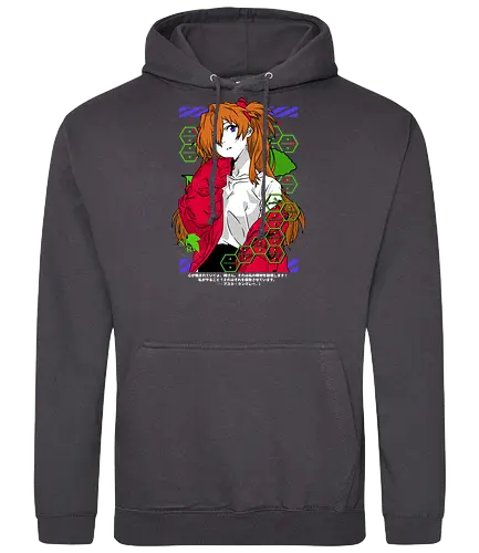 Asuka – Fiery Pilot - evangelion, asuka langley soryu, mecha pilot girl, anime heroine, sci fi anime, anime art - Standard Hoodie