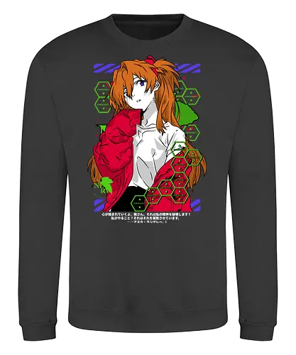 Asuka – Fiery Pilot - evangelion, asuka langley soryu, mecha pilot girl, anime heroine, sci fi anime, anime art - Sweatshirt