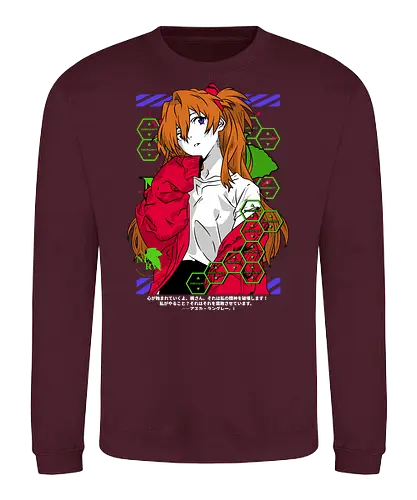Asuka – Fiery Pilot - evangelion, asuka langley soryu, mecha pilot girl, anime heroine, sci fi anime, anime art - Sweatshirt