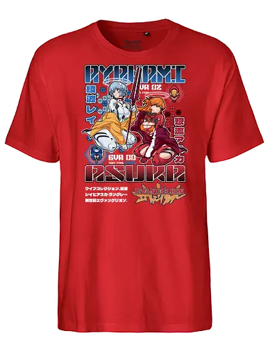 Rei & Asuka – Eva Girls - evangelion, rei ayanami, asuka langley, anime girls duo, anime fanservice, mecha anime, anime aesthetic - Fairtrade T-Shirt