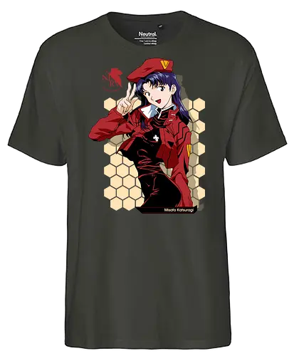 Misato – NERV Commander - evangelion, misato katsuragi, nerv officer, anime commander, sci fi anime, anime art - Fairtrade T-Shirt